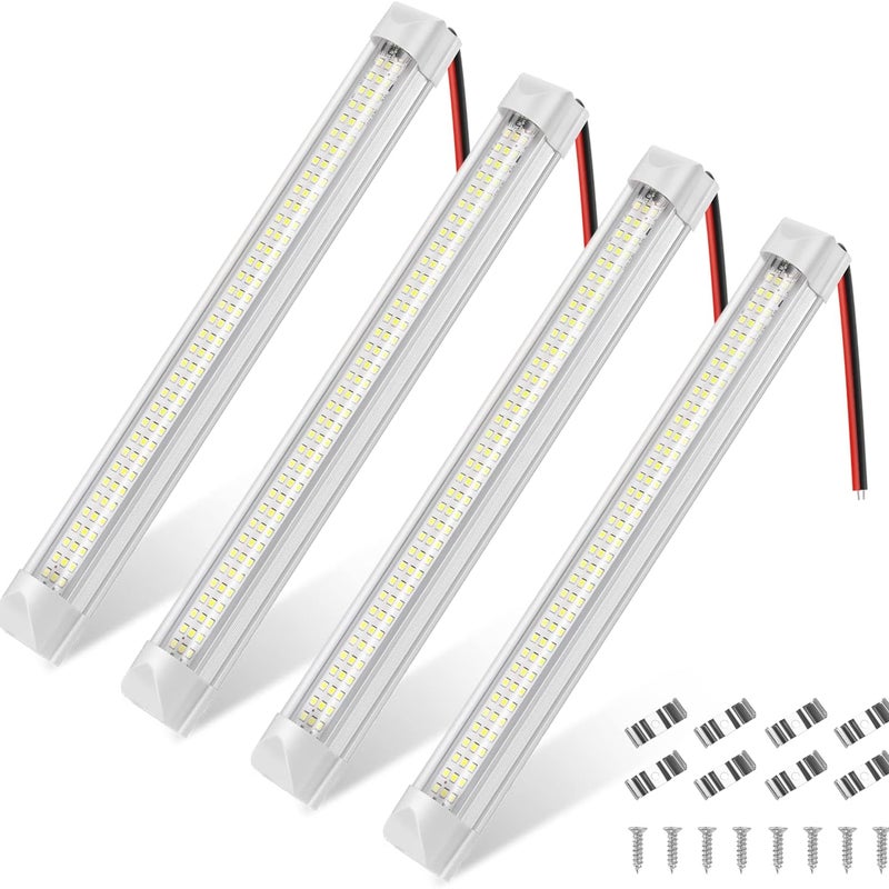 szt. 12 V listwa świetlna LED do wnętrza samochodu, 108 diod LED z włącznikiem/wyłącznikiem do samochodów dostawczych, kempingowych, ciężarówek, łodzi
