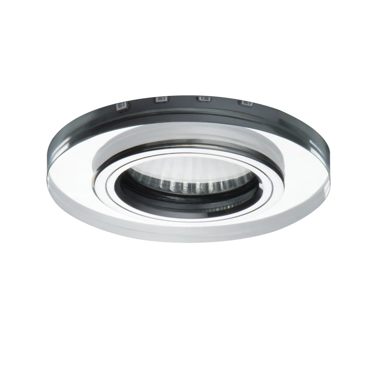Oprawa sufitowa wpuszczana Soren srebrna 2xGU10x20W okrągła IP20 wbudowany dekor LED wym: 9 x 9 cm szkło Kanlux
