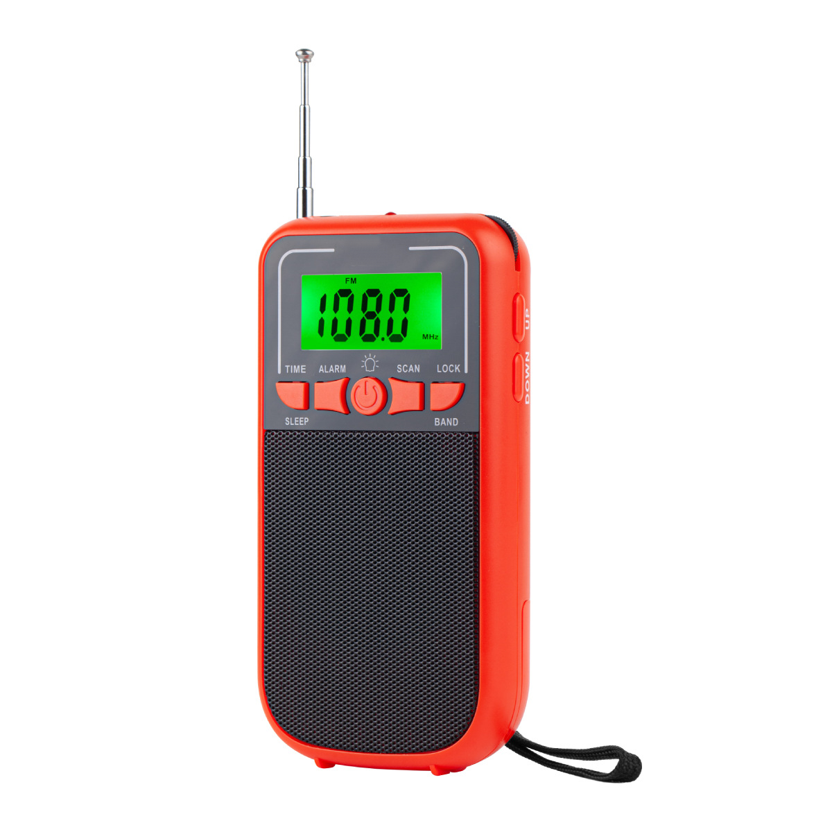 Przenośne radio kieszonkowe, mini radio z wyświetlaczem cyfrowym, odpowiednie dla rodzin i osób starszych, czerwone