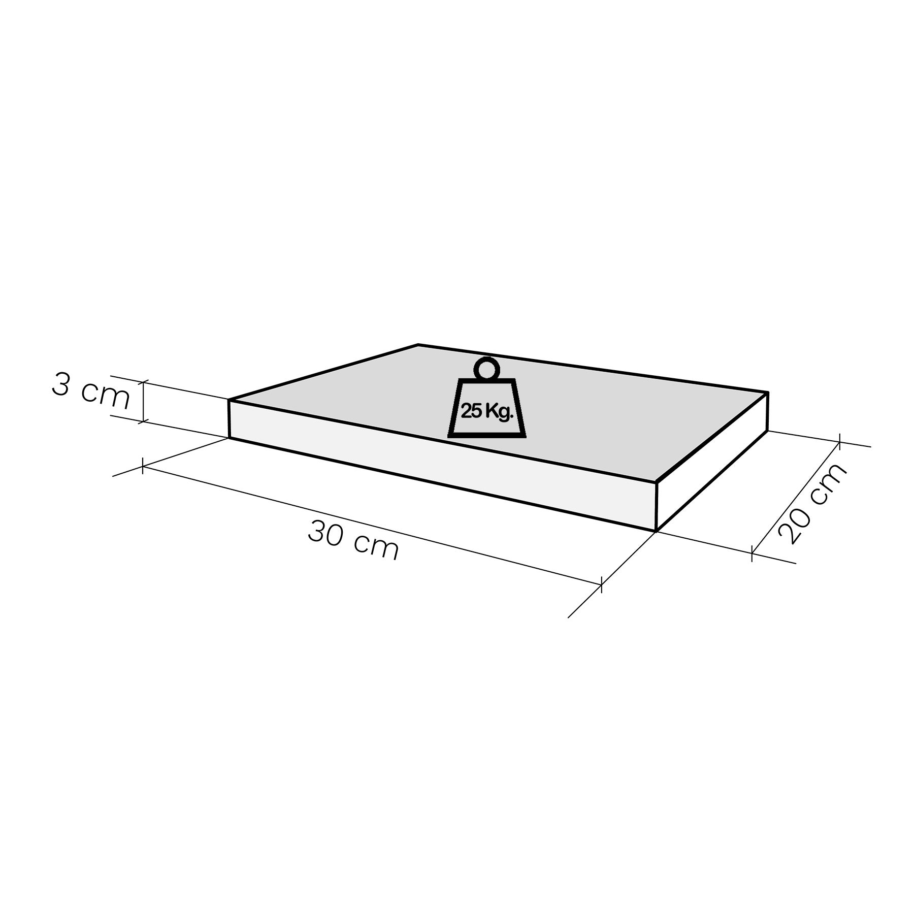 Henor Étagère murale en Bois 30 x 20 x 3 cm. Charge 25 Kg.Support caché. Réglable horizontalement. Vertical et inclinaison. Graphite - 3