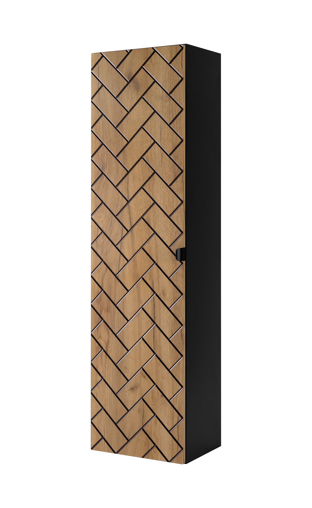 Szafka łazienkowa Dąb Craft, 35 x 136 x 27 cm, czarne uchwyty