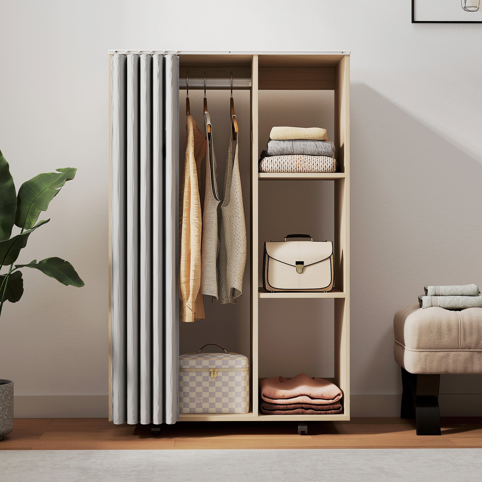 Armoire de vêtement mobile panneau de particules HOMCOM - 8