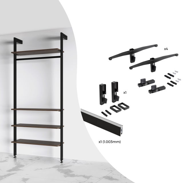 Garneck 2 Supporti Per Asta Appendiabiti In Legno - Staffe A Muro Per Armadio, Tenda, Bagno, Con Viti, Cachi, 5,5x5,5 Cm