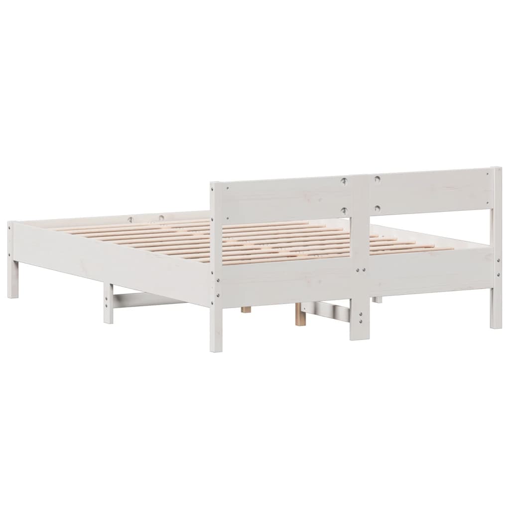 Cadre de lit avec tête de lit blanc 150x200 bois pin massif - 6