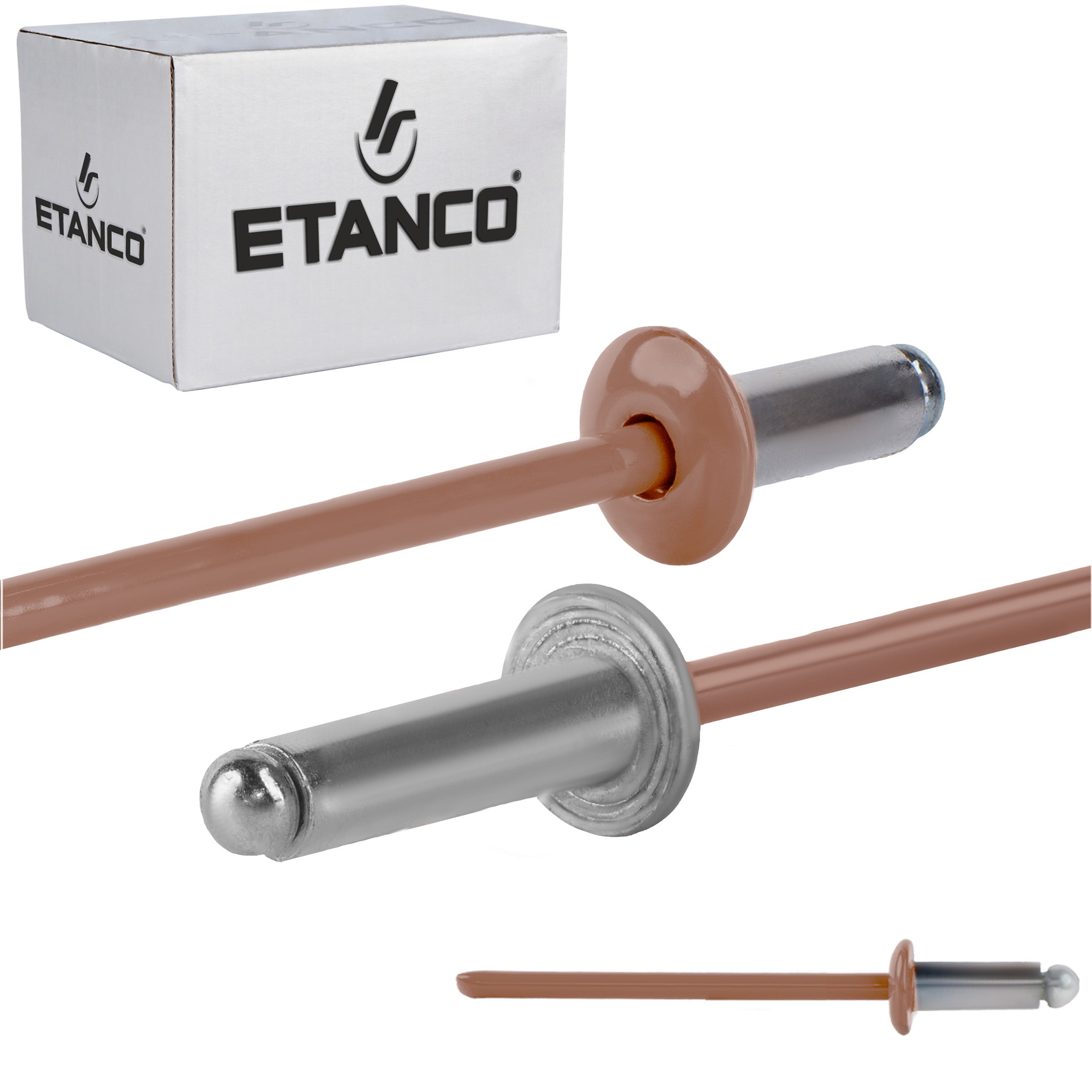 Nity aluminiowe zrywalne Etanco 3,2x8 mm RAL 8004 500szt