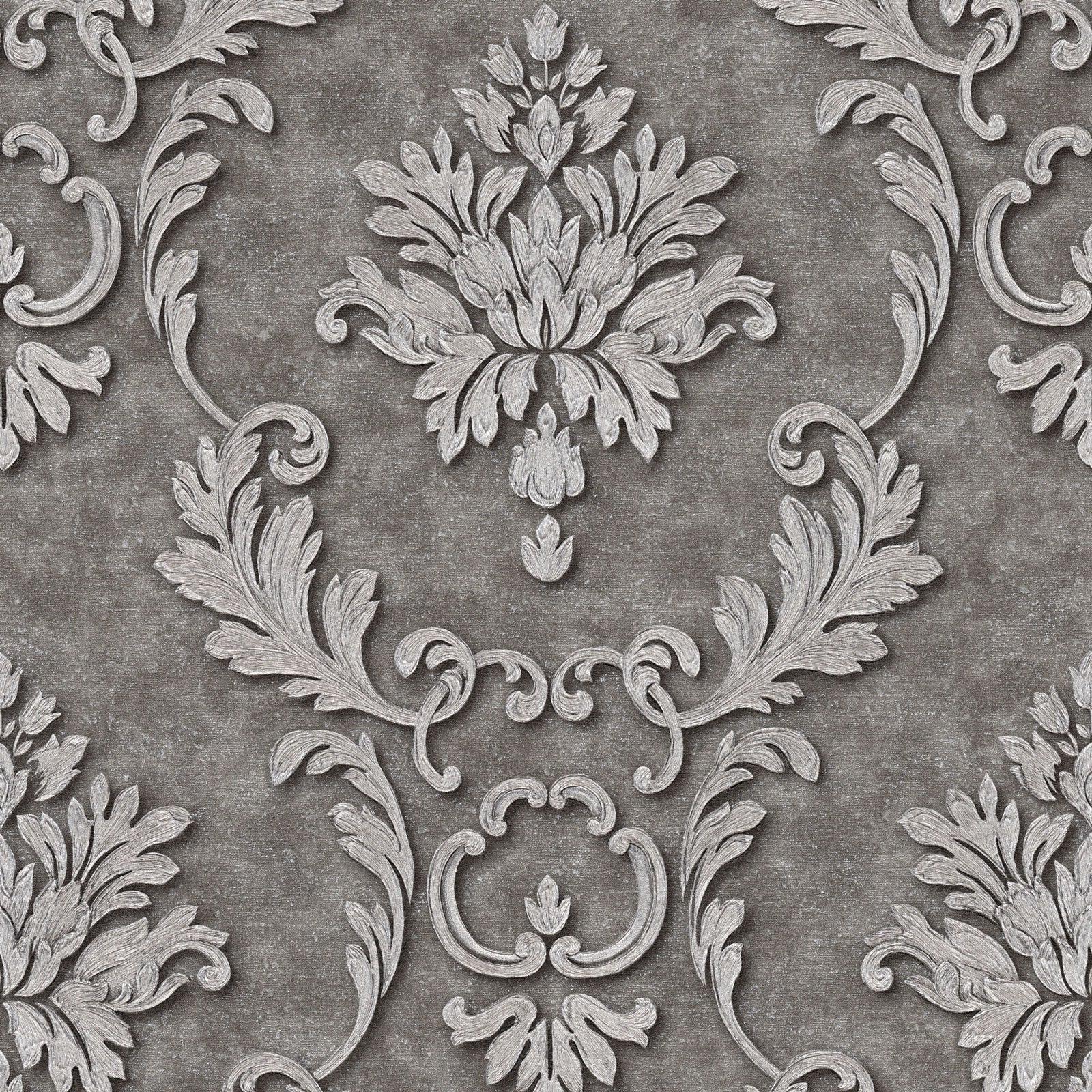 Papel pintado damasco papel pintado gris y plata para salón, cabecero & dormitorio papel pintado vinílico estilo barroco elegante