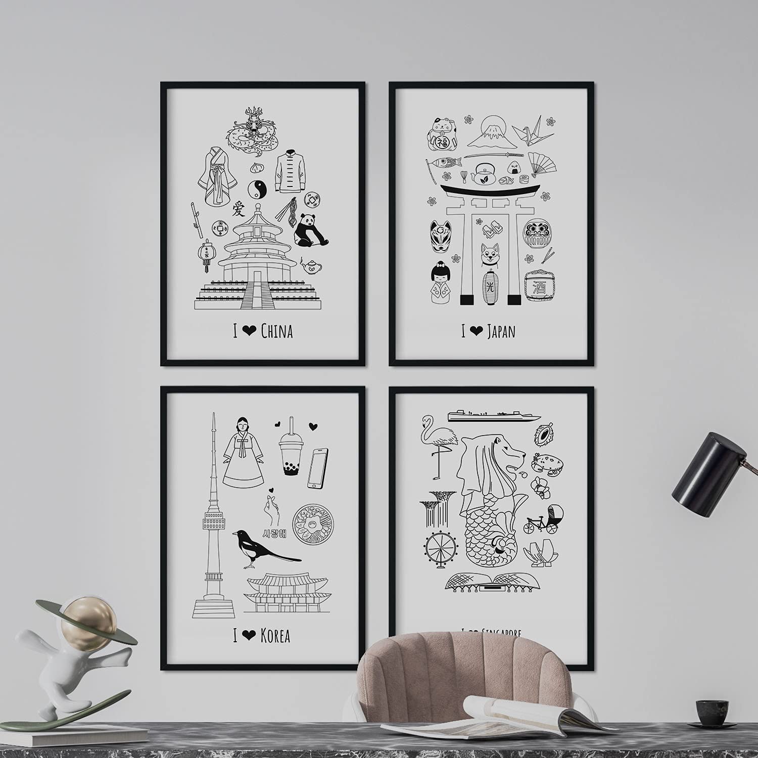 Nacnic set de láminas asia pósters de países y ciudades del mundo para viajeros decoración de interiores tamaño a3