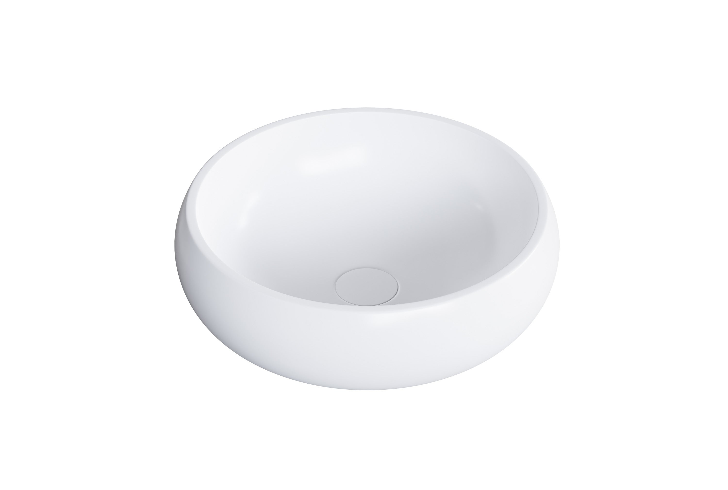 BERNSTEIN - Lavabo rotondo con piedistallo Lavabo in fusione minerale Bagno - NT8559 - Diametro 40cm Tappetino bianco, Senza scarico o coperchio - 2