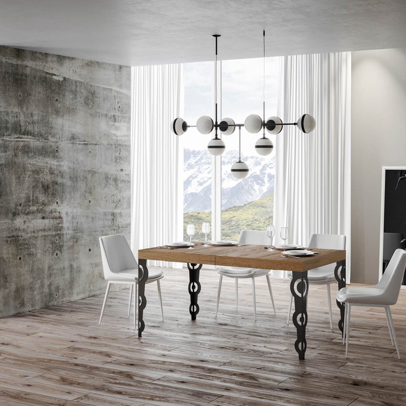 Stół rozkładany Karamay Premium 160/420x90 cm nogi w kolorze naturalnego dębu antracytowego