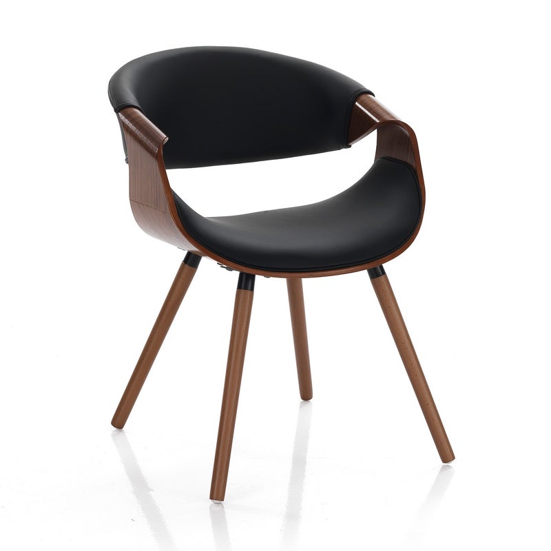 Krzesło Visby 2 Dark Wood z drewna orzechowego i czarnej skóry, idealne do nowoczesnej jadalni, wys. 72 x szer. 53 x gł. 59 cm