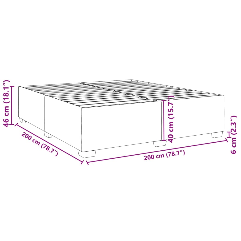 Cadre de lit sans matelas noir 200 x 200 cm tissu - 9