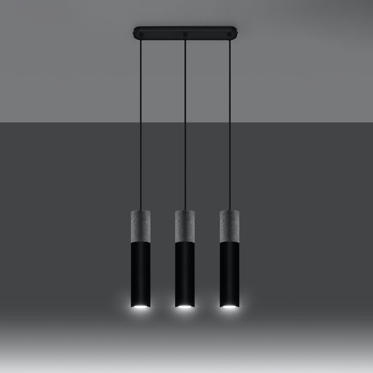 Lampa wisząca LUME 3L czarny LED 3000K - 45x6x90cm Sollux