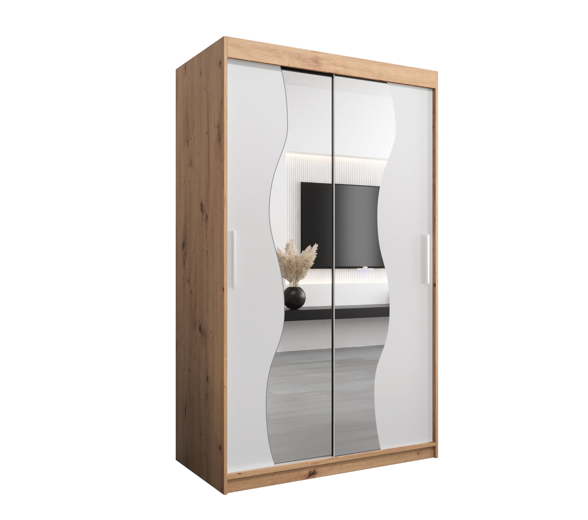 Szafa przesuwna garderoba MADRYT 120 x 62 x 200 cm Artisan + Biały - Abiks Meble