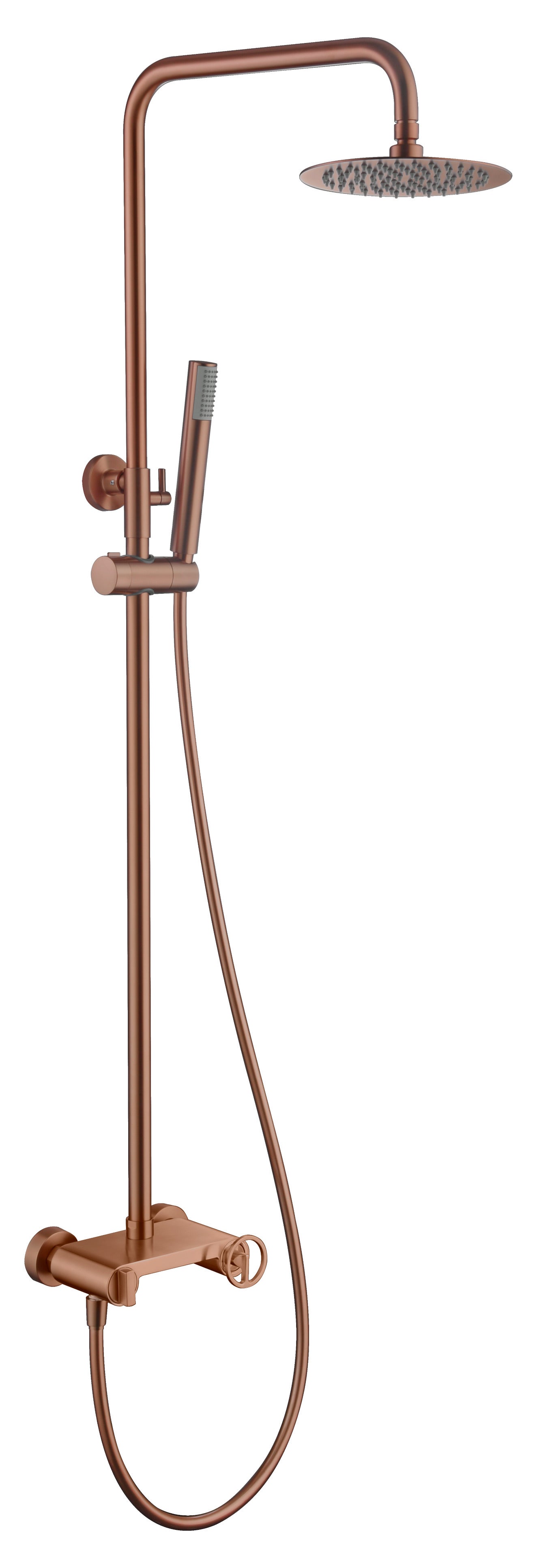 Mice - conjunto barra de ducha monomando extensible - columna de ducha con rociador y mango - griferia baño color oro rosa cepillado