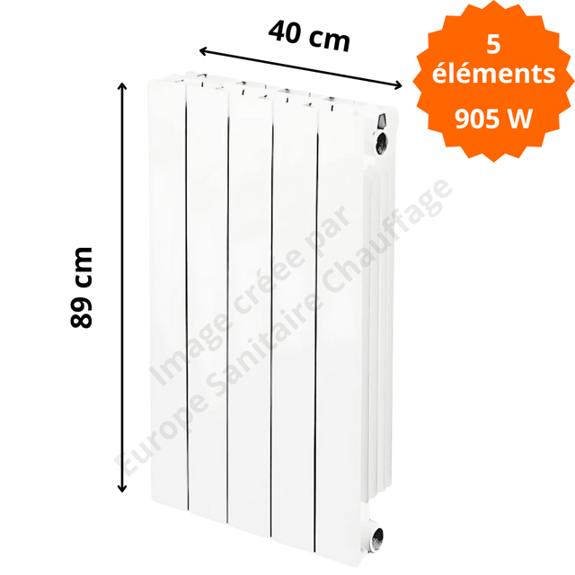 Radiateur aluminium vertical H.89 x 40 cm VIP 800 Deville 905 W