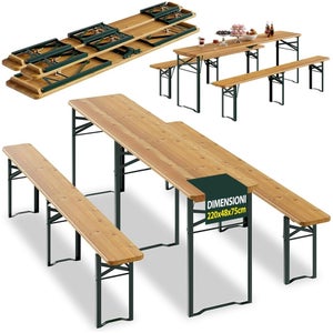 AMANKA Panca Da Birra Pieghevole | Resistente Alle Intemperie | 182x43 Cm | Plastica HDPE E Acciaio | Portata 300 Kg