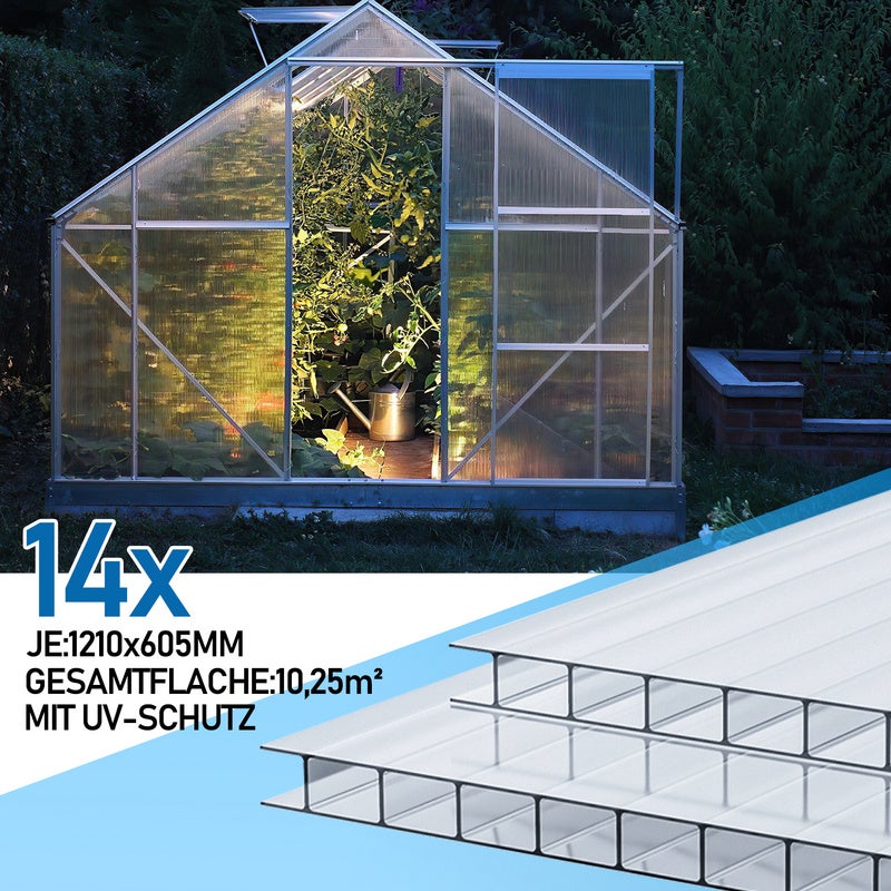 14x polycarbonate alvéolaire 4mm 10,25 m² plaque double paroi,plaque de serre,121 x 60.5cm - 4