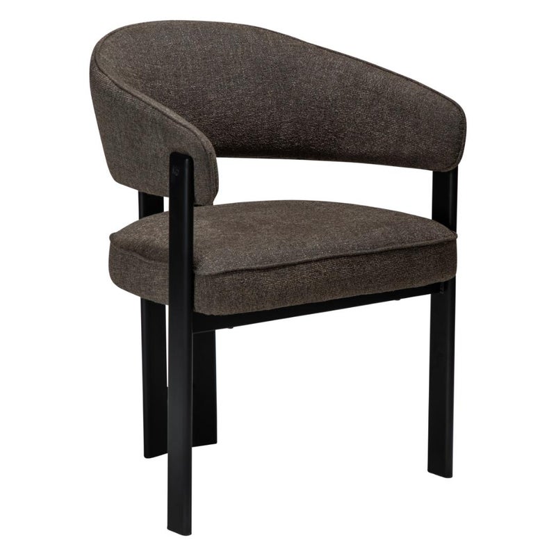 Duct Dan-Form krzesło stołowe z podłokietnikami bouclé brązowy.