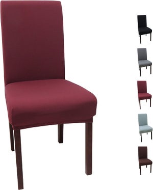 Fodera Elasticizzata Per Sedia Ufficio Direzionale - Tinta Unita Rosso Vino, Universale, Antipolvere, Lavabile, Taglia Media