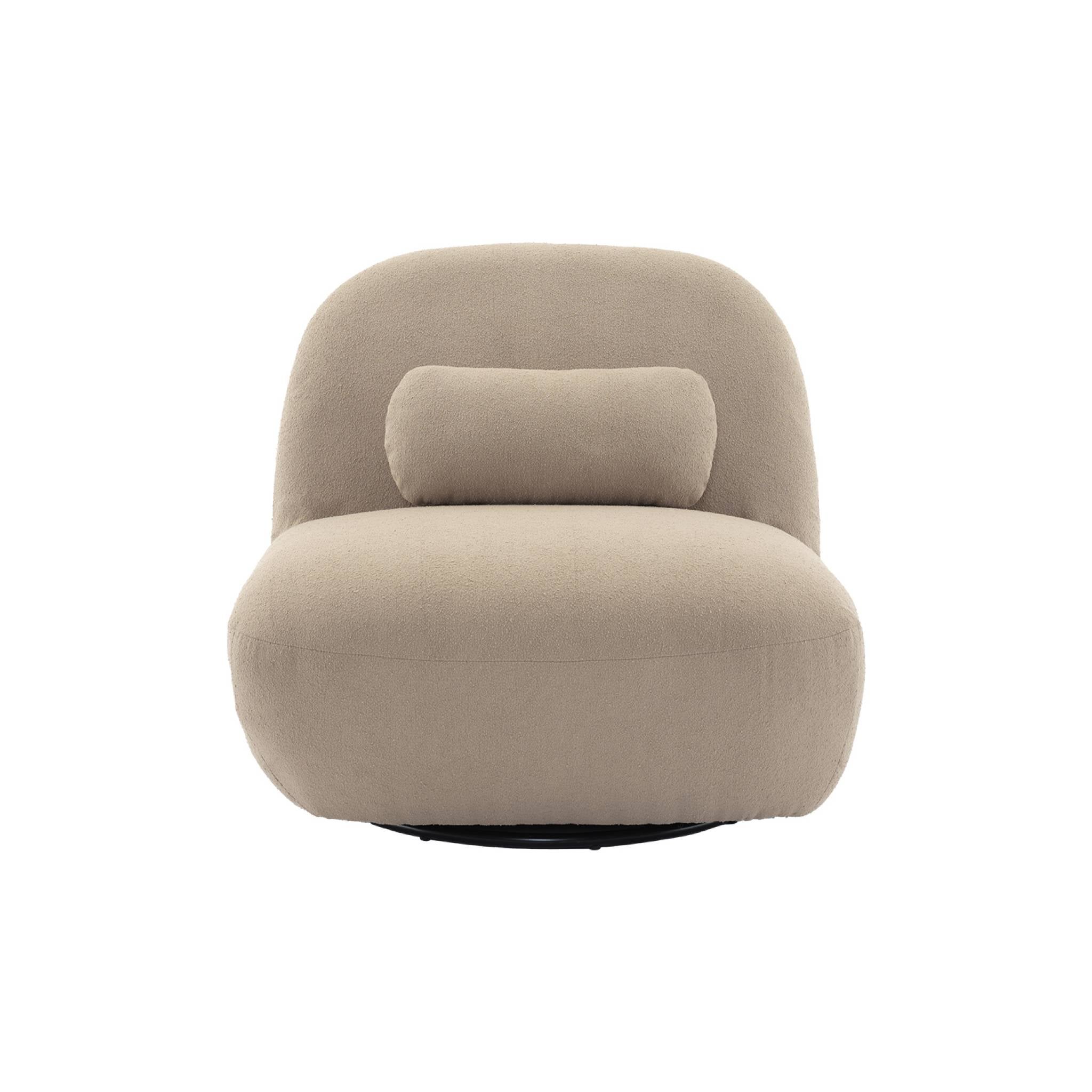 Fauteuil pivotant 360° en bouclette texturée beige. piètement en métal noir mat - SPINO SPINO - 5