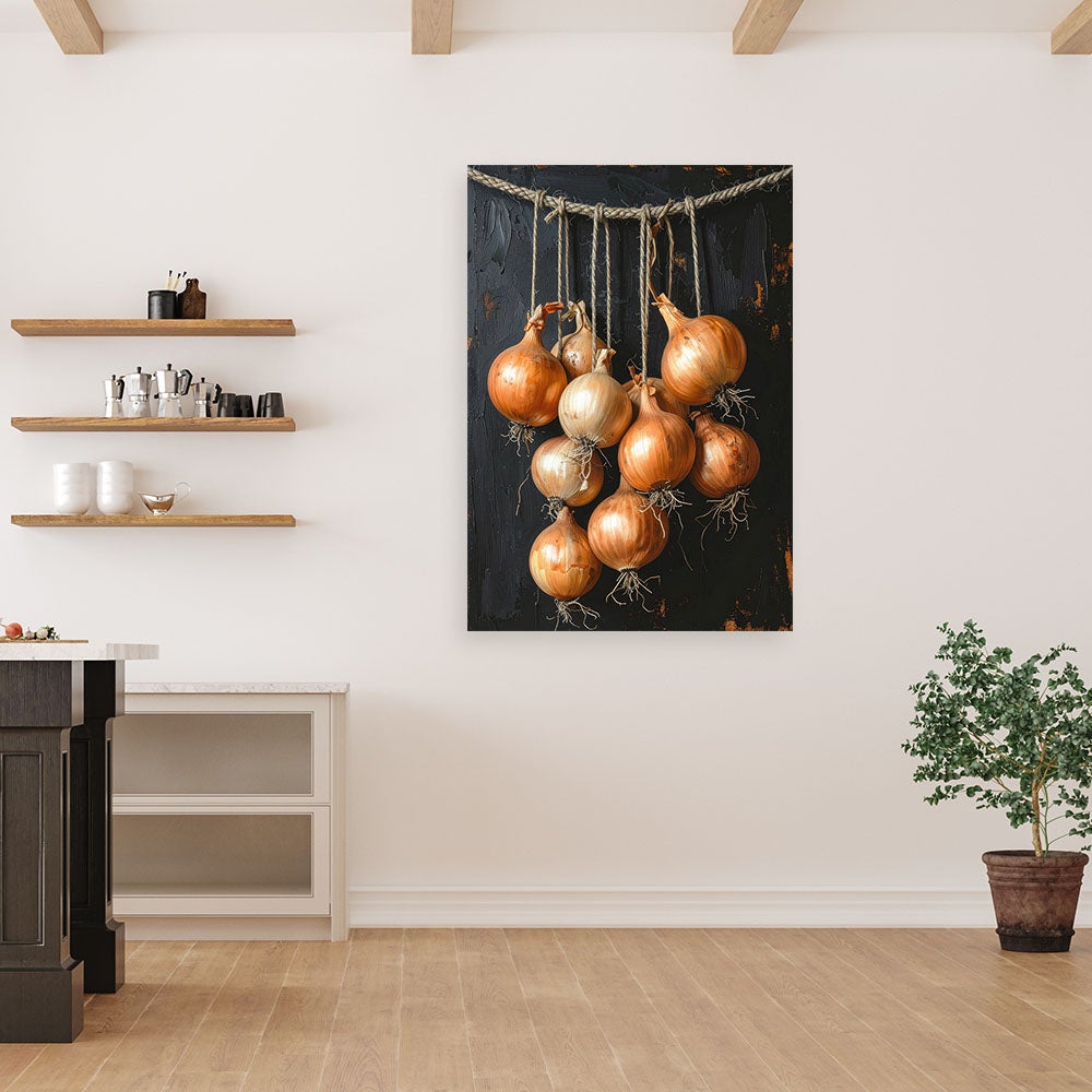 Obraz do kuchni restauracji baru jadalni, Złociste Cebule warzywa 40x60 - 2