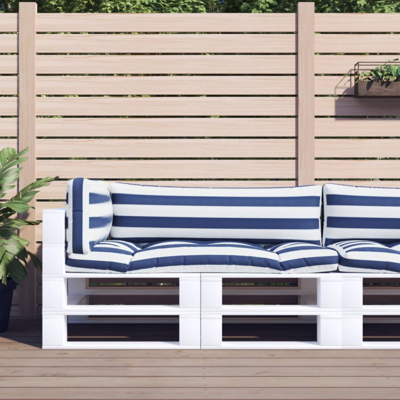 Juego de 3 cojines para palets vidaxl con rayas azules y blancas