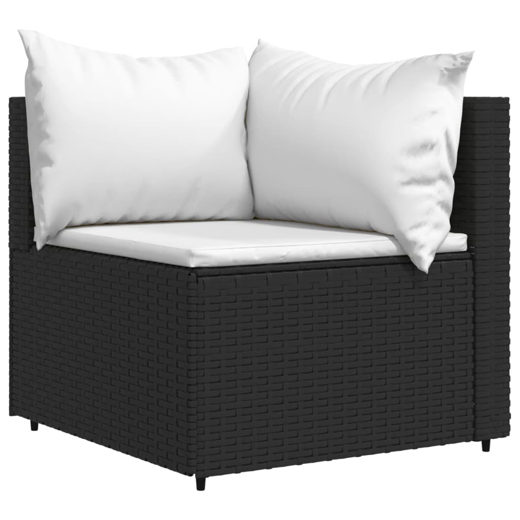 Maison Exclusive - Set Divani da Giardino 3 pz con Cuscini Nero in Polyrattan - 4