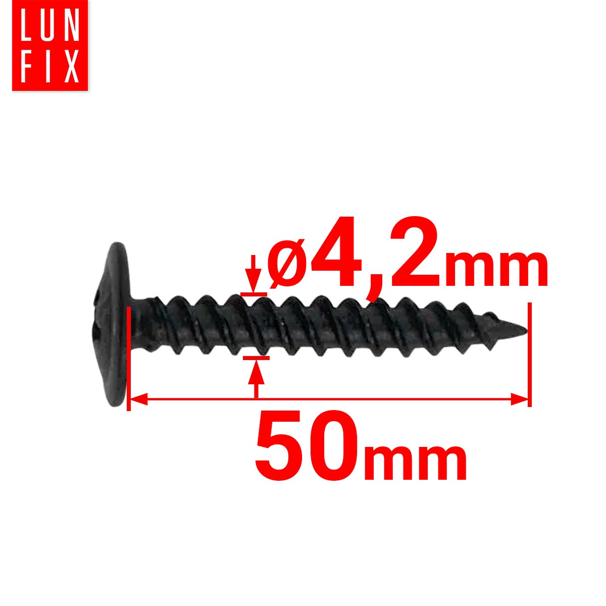 Wkręty do metalu z łbem podkładkowym fosfatowane 4,2x50mm 50szt. - 2