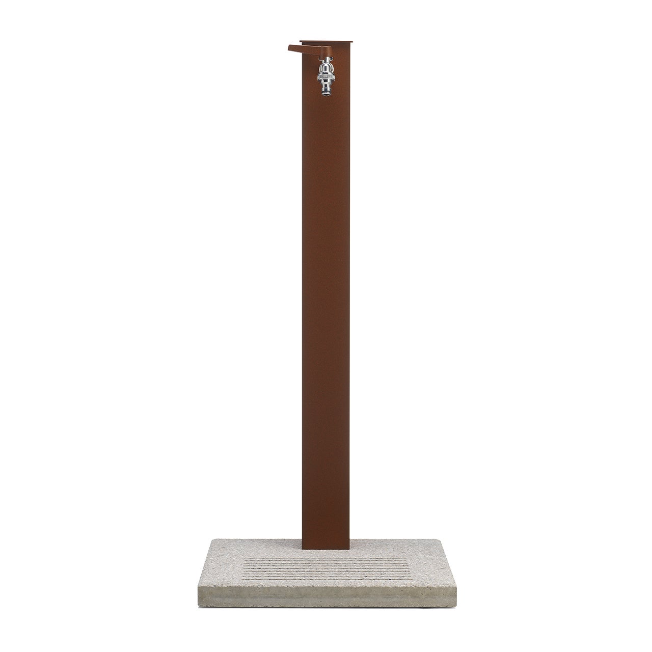 Belfer Fontaine de jardin en colonne en acier/aluminium - socle en ciment, Rouille, décorative pour extérieur - 100% Made in Italy - 3
