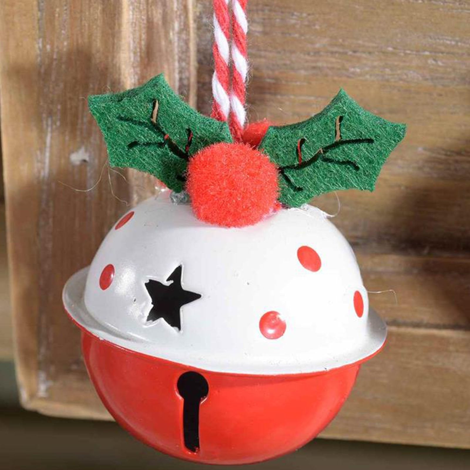 12 palline a campanella natalizie in metallo Bianco e Rosso da Ø 4 cm / Default Title - 2