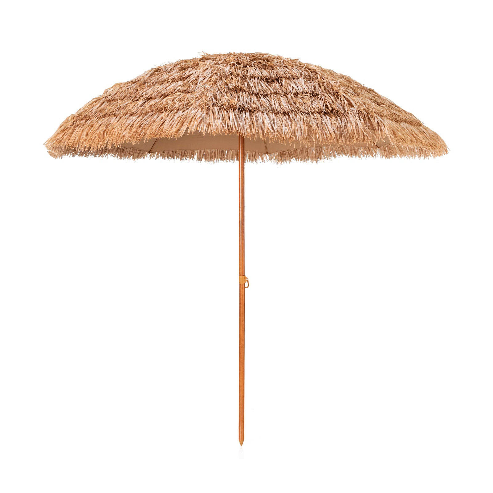 KOMFOTTEU Sombrilla Hawaiana De Paja PP 208 Cm, Inclinable 30°, Protección Solar, 8 Varillas, Rafia, Jardín, Terraza, Balcón, Natural