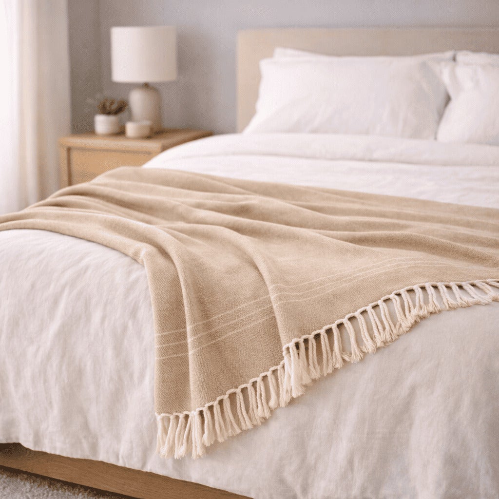 Plaid Polyvalent à Carreaux 300x260cm Arienzo Beige Donegal Collections - 4