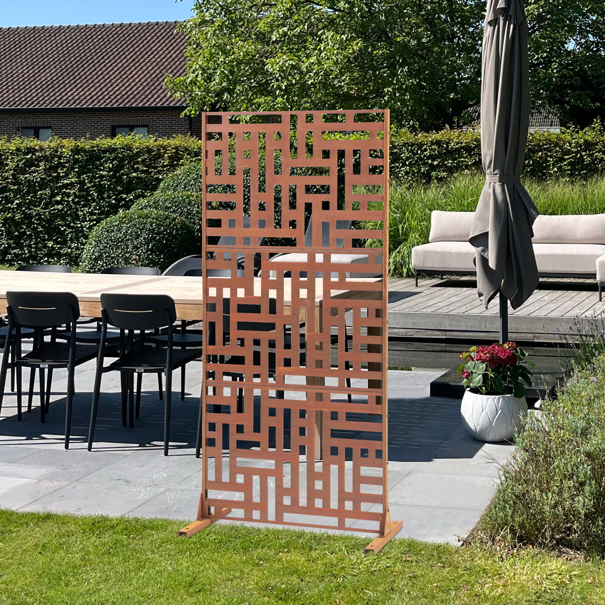 Tabique bernalda con diseño atractivo acero 180x90x40cm - marrón [casa.pro]