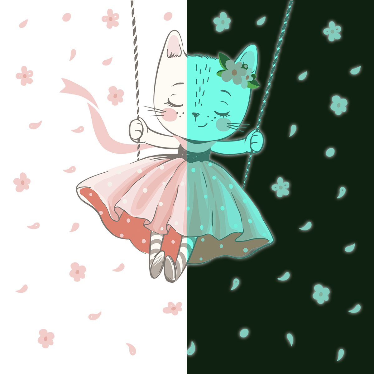 Adesivo fosforescente gatto che balla - Sticker adesivo - adesivi murali - 85x70cm - 2