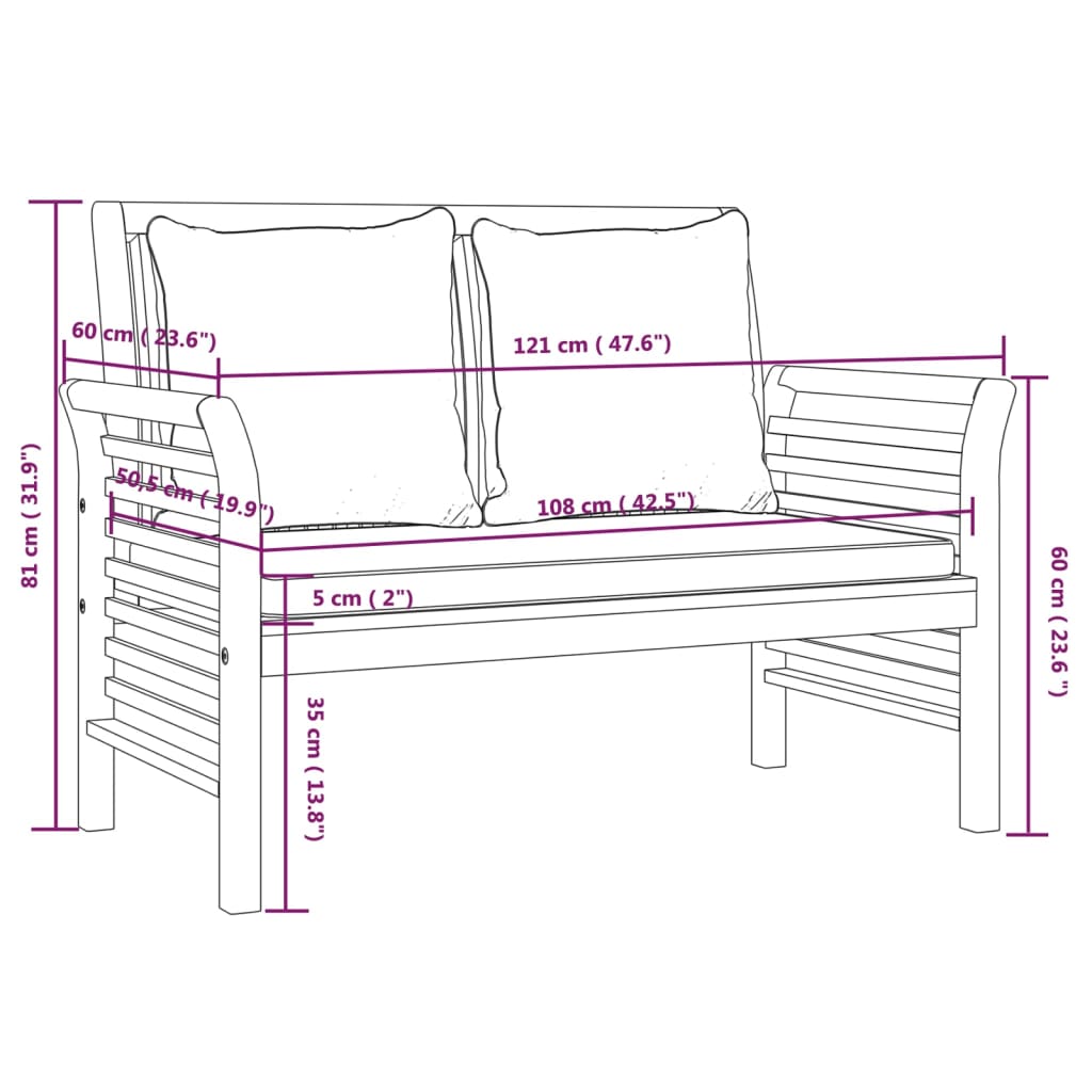 Salon bas de jardin en bois Marron 2 personnes - 9