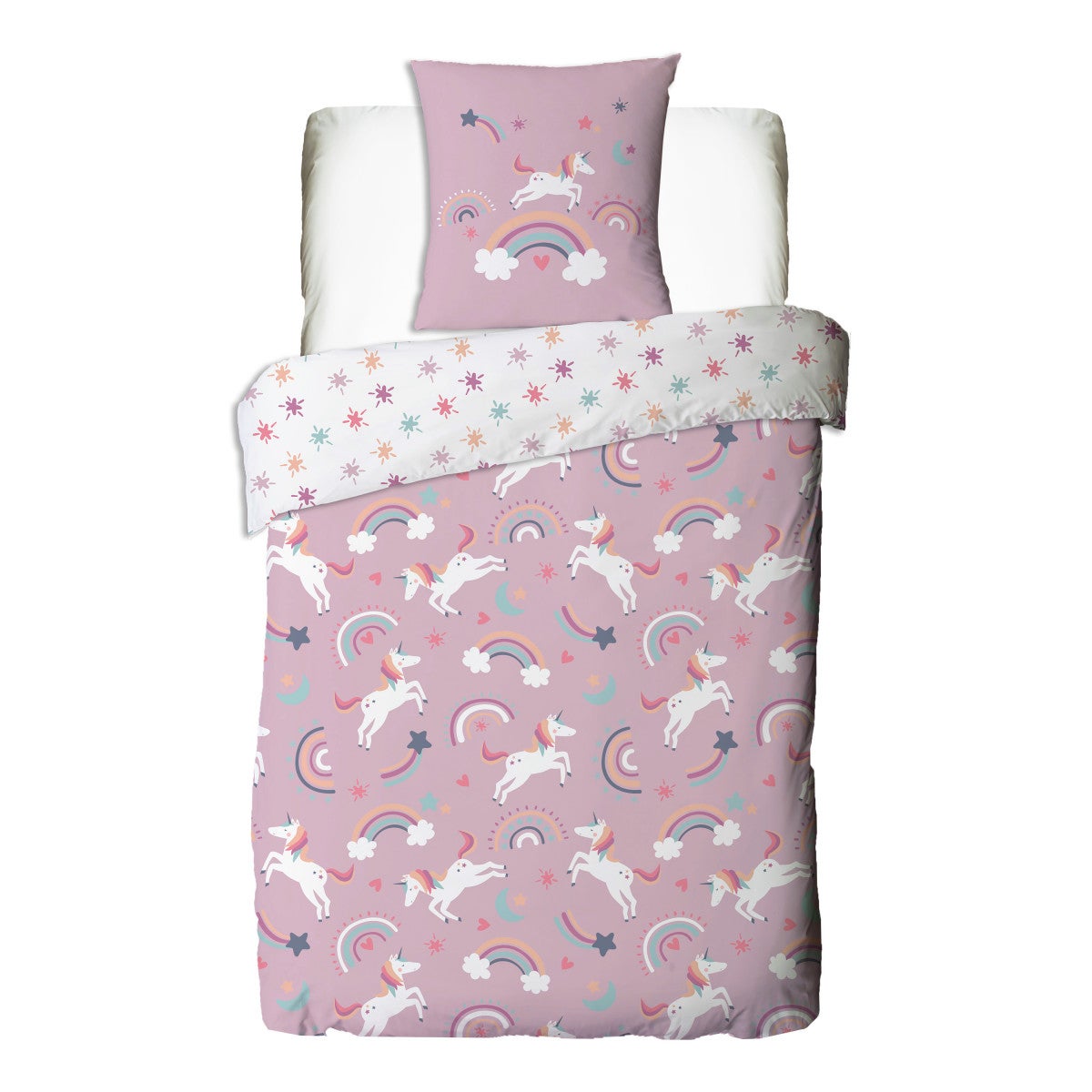 Parure de lit enfant réversible Licorne 140x200cm - 2
