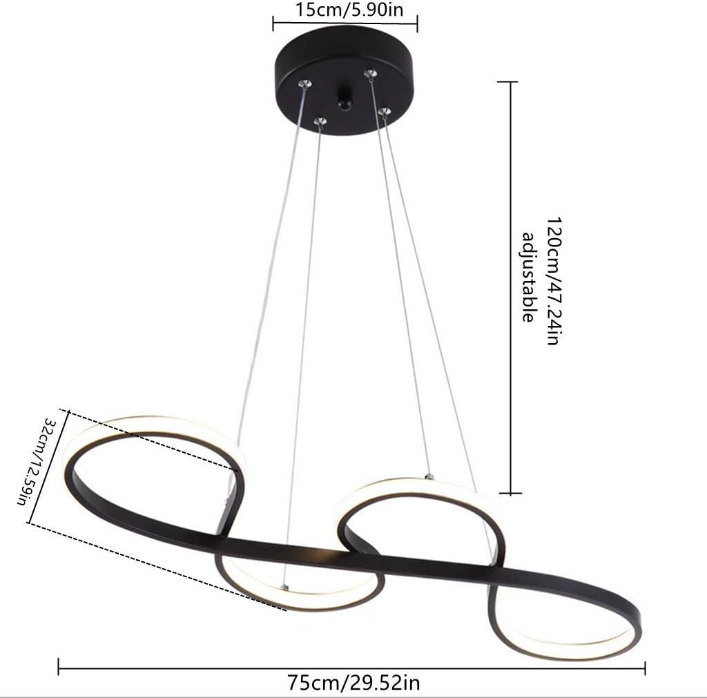 GLAMARIS Suspension LED Scandinave 58W,3000-6500K Réglable,Télécommande Incluse,75x32x100cm,Éclairage Décoratif pour Salon et Salle à Manger - 2
