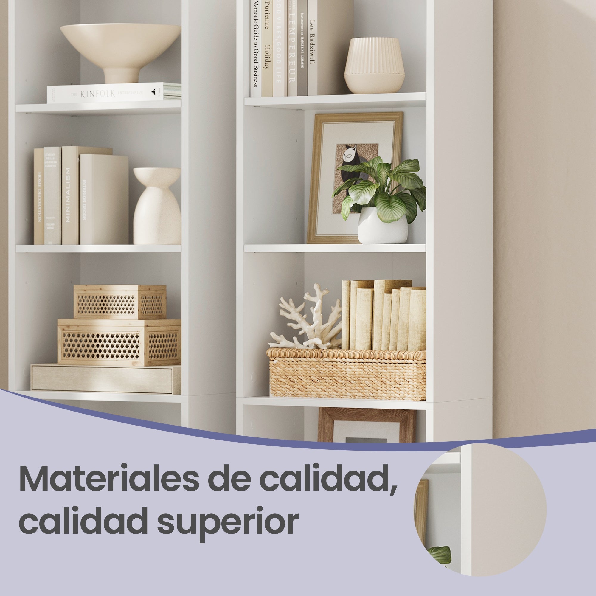 Estantería escandinava de 6 niveles en blanco, ideal para salón, estudio, oficina y dormitorio, diseño moderno y funcional, 40x24x178,5 cm - 9