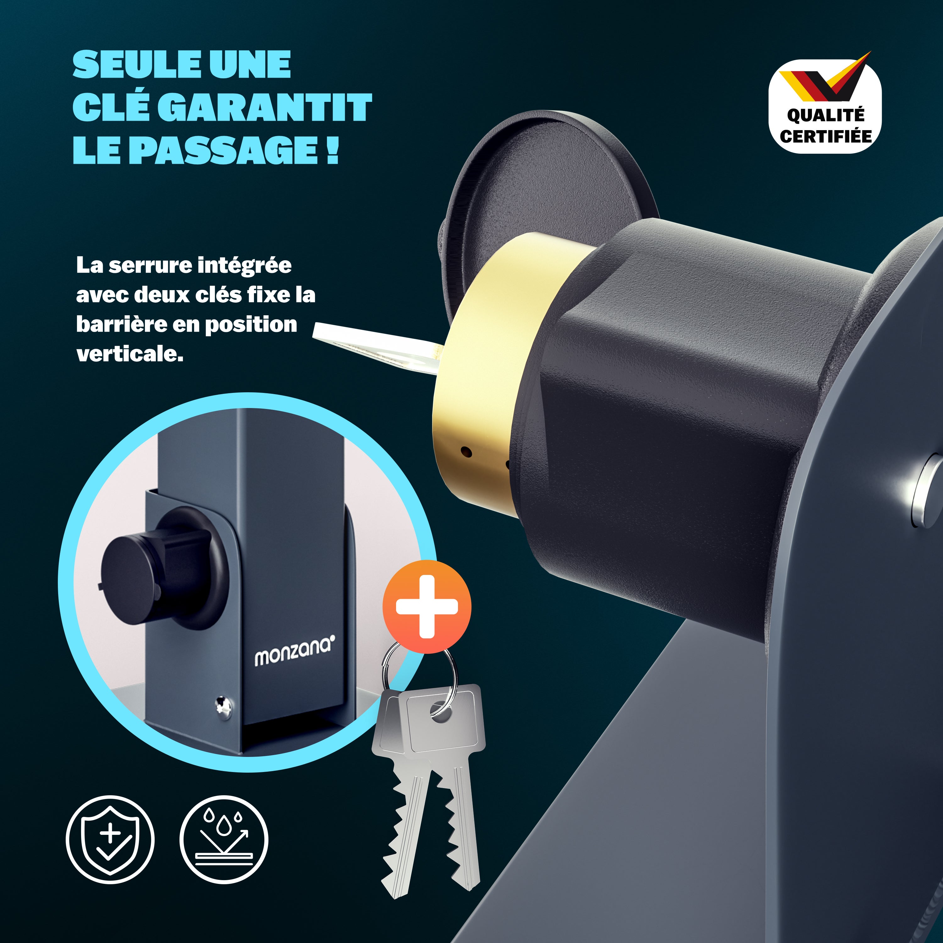 MONZANA® Barrière de parking rabattable en acier forme arc plaque de sol barrière stationnement serrure 2 clés arceau de parking - 4