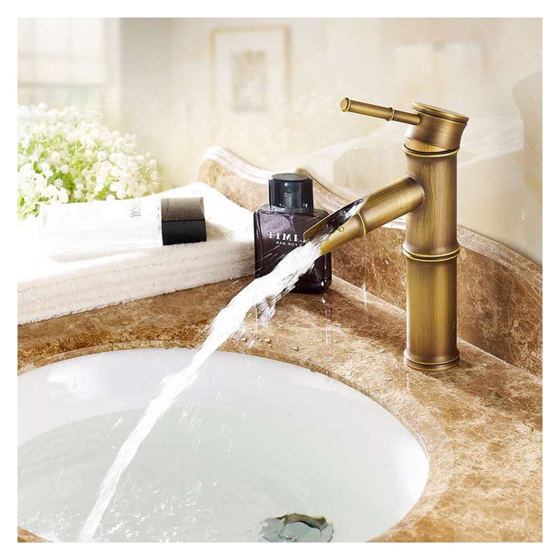 Antyczny mosiężny kran łazienkowy, antyczny kran łazienkowy z jedną rączką, antyczny wzorzysty kran łazienkowy