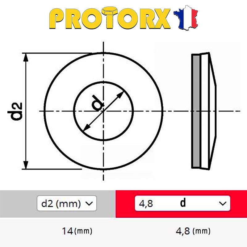 RONDELLE ÉTANCHÉITÉ (14 x 4,8mm) x 50pcs | Acier Inoxydable A2 avec Joint EPDM (Caoutchouc) | Usage Exterieur-Intérieur | PROTORX - 2