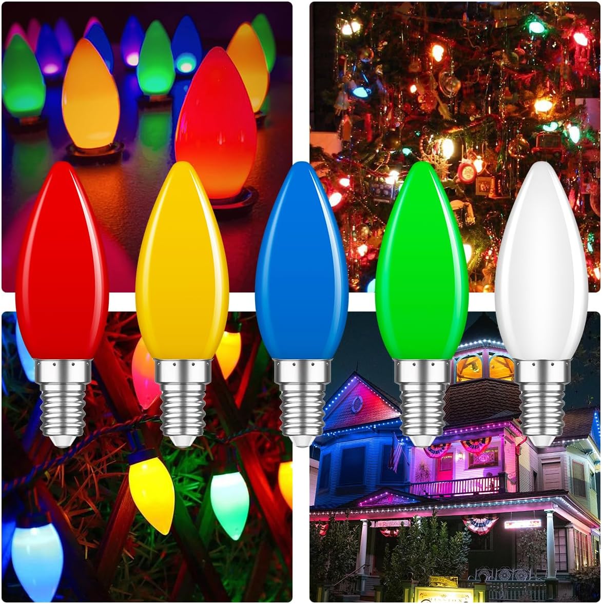 Lot de 10 Couleur E14 1W,Ampoule Couleur E14 Ampoule LED, E14 LED Couleur pour Guirlandes Lumineuses,Fête,Décoration de Noël - 5