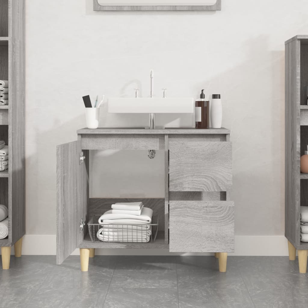 Mueble de baño Sonoma gris 65x33x60 cm de madera contrachapada - 3