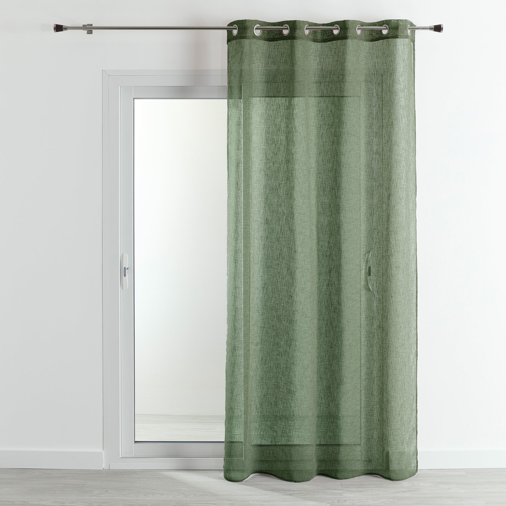 Voilage - Effet lin fluide - Vert Olive - 140x240 cm - Polyester - 3