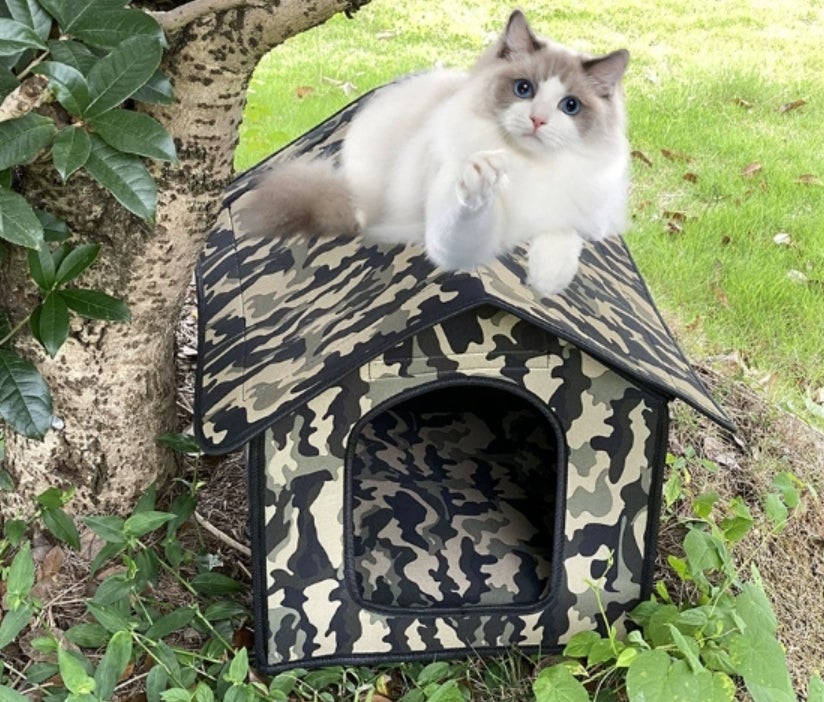 Niche pour Chat Extérieure - Isolée, Résistante à l'Hiver, Imperméable, Résistante aux Intempéries - Pliable - Pour Chat et Animal - 5