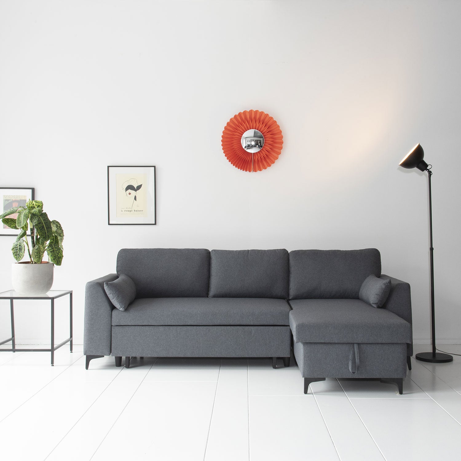 3-osobowa sofa narożna LOGAN w kolorze cętkowanej szarości