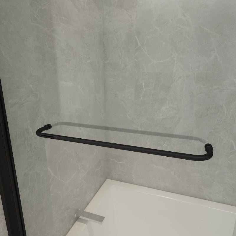 Pare-baignoire fixe avec volet pivotant design 120 x 140 cm aluminium noir mat verre 6 mm anticalcaire - 8
