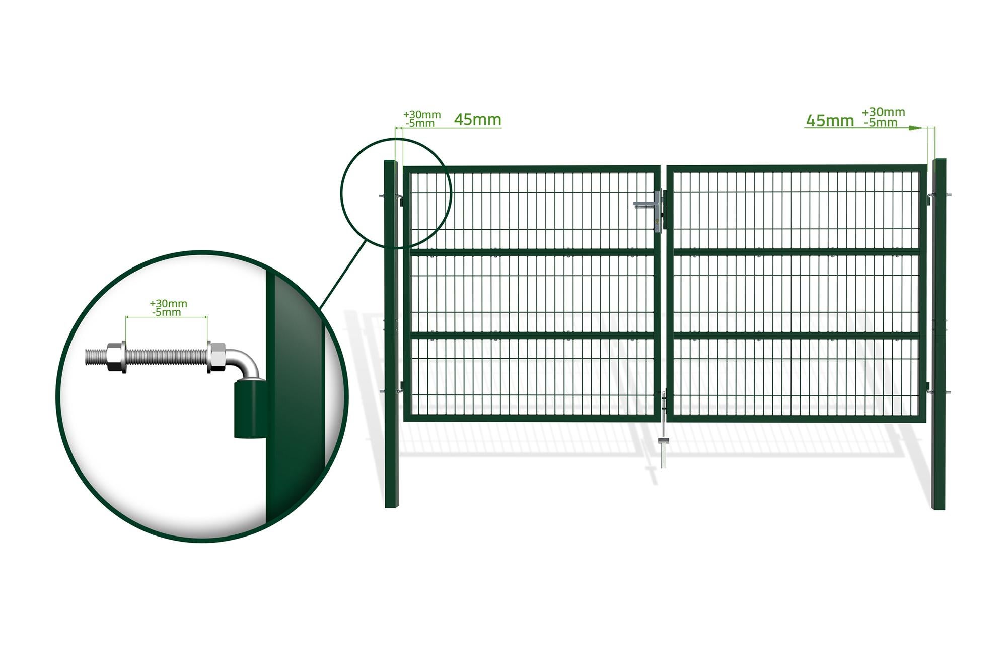 Portail battant grillagé 3m RAZO H.140cm Vert - 9