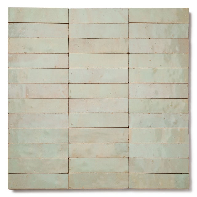 Carrelage Zellige Marocain Vert Tilleul 2,5x10 cm (vendu par plaque de 30x30 cm soit 0,09 m²) - RO'MA NATURE