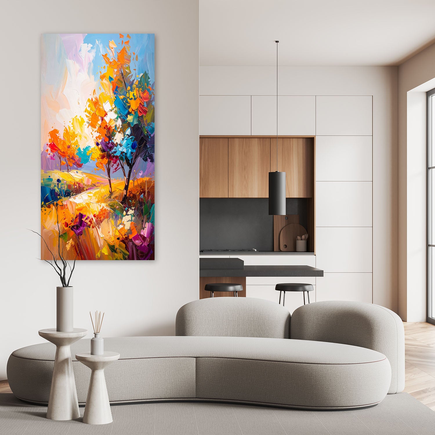 Art mural Arbre de vie en noir et blanc, peinture abstraite sur toile pour salon, chambre
